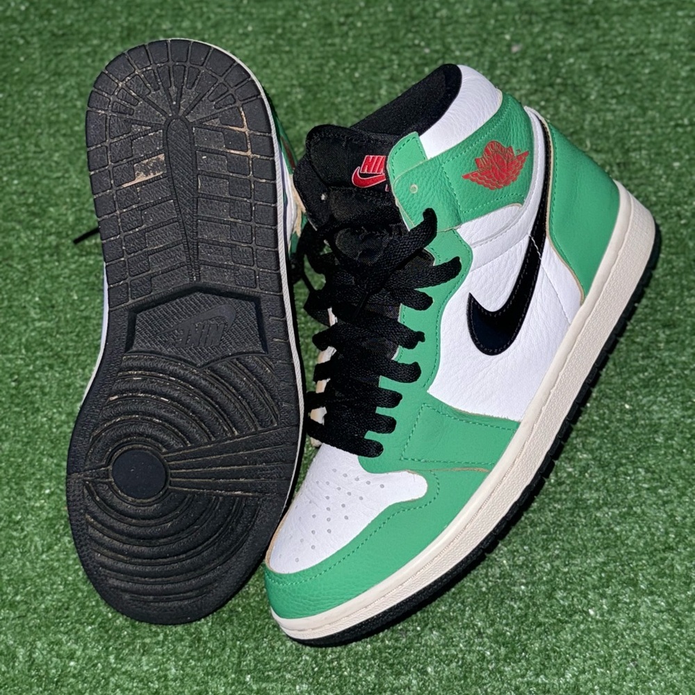 Green and White High-Top Sneakers
